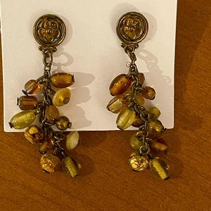Brown glass bead earrings